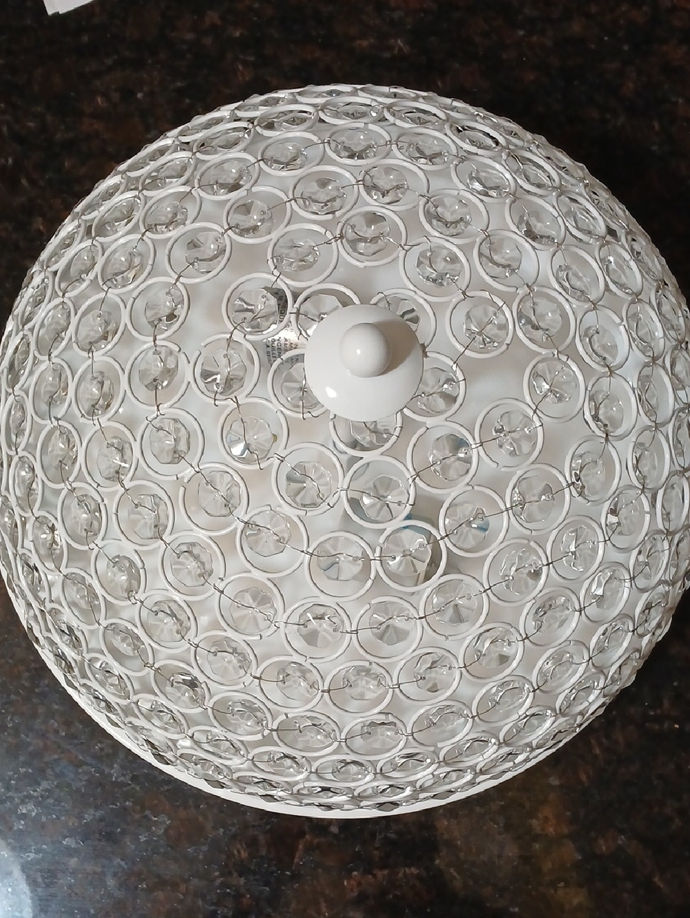 White Crystal Dome Flush Mount Ceiling Light 13"